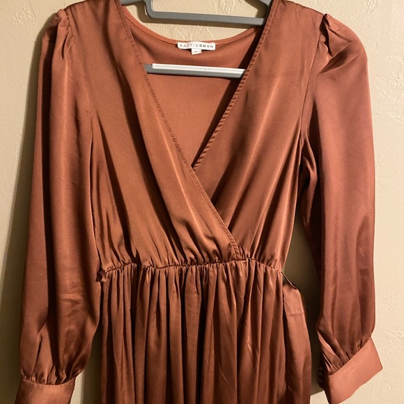 Baltic Born Jenna Satin Wrap Dress —dark mauve - Picture 5 of 6